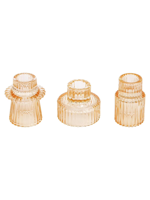 Set of 3 Taper Glass Candle Holders