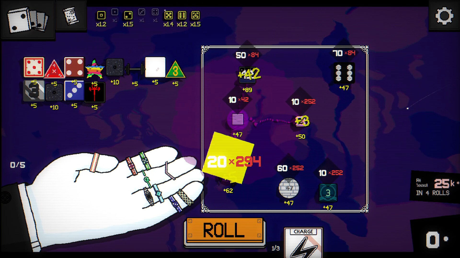 Screenshots of the dice rolling game, Dice a Million, available now on PC Game Pass.