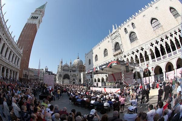 The crowds were large for a work day.