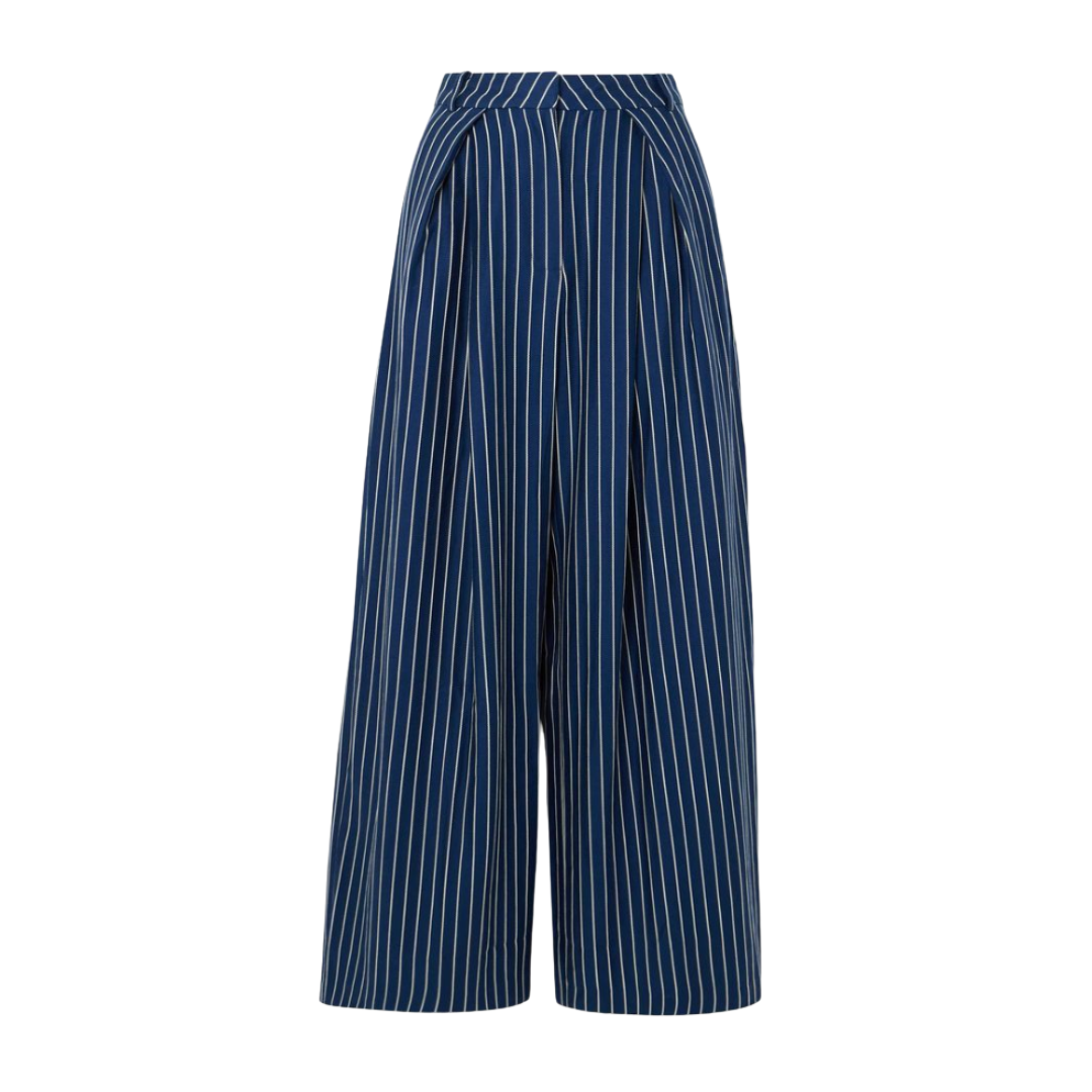 FAITHFULL, Lalia Pleated Striped Cotton-Blend Twill Wide-Leg Pants
