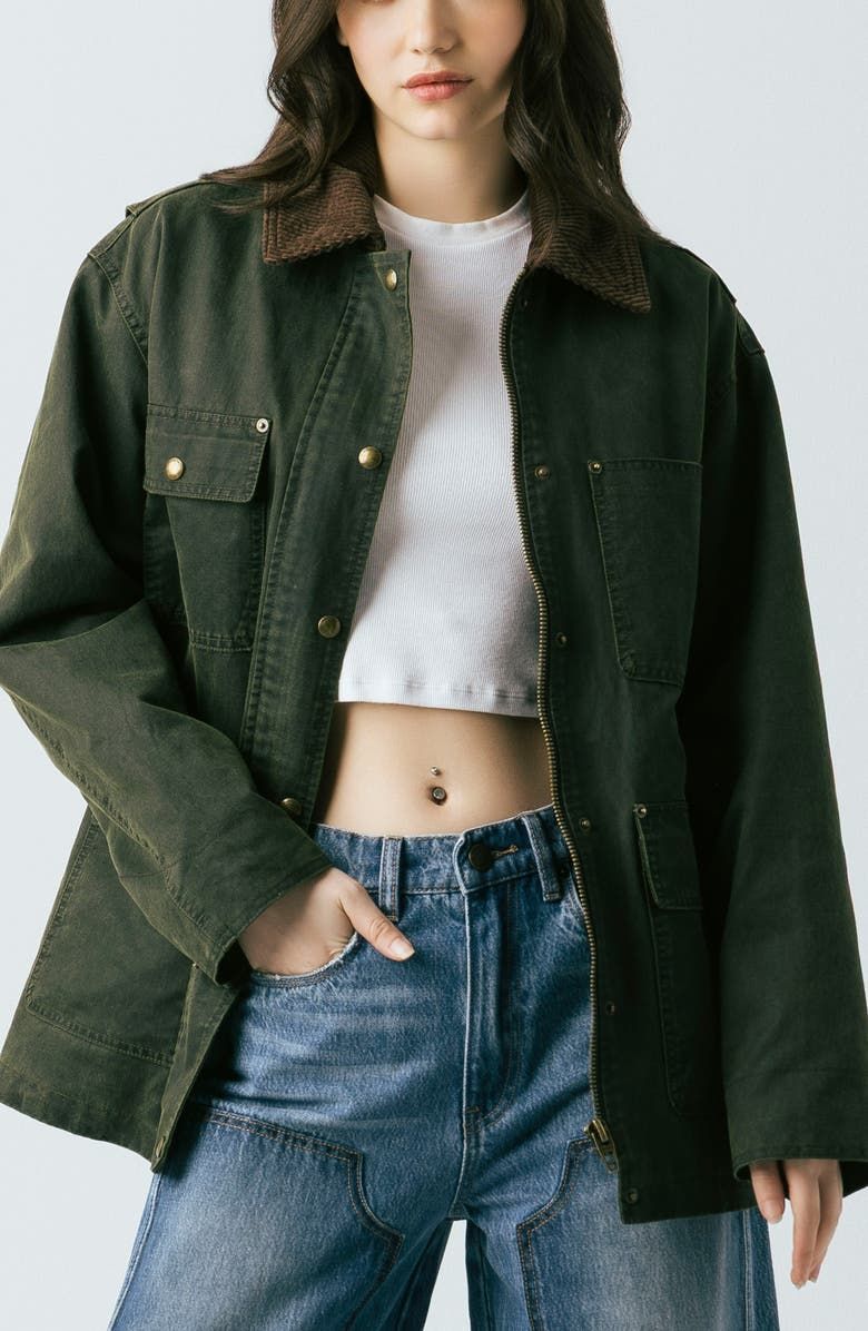 Waxed Cotton Blend Barn Jacket
