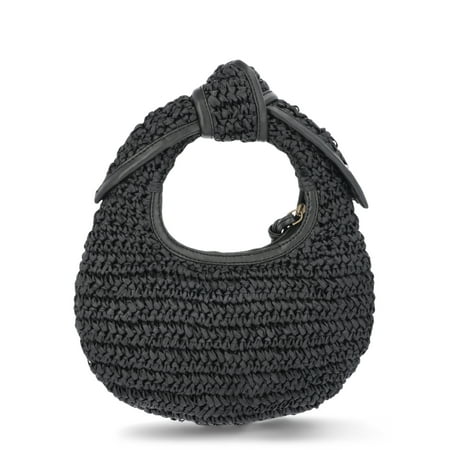 Time and Tru Women's Top Knot Mini Crescent Bag, Black