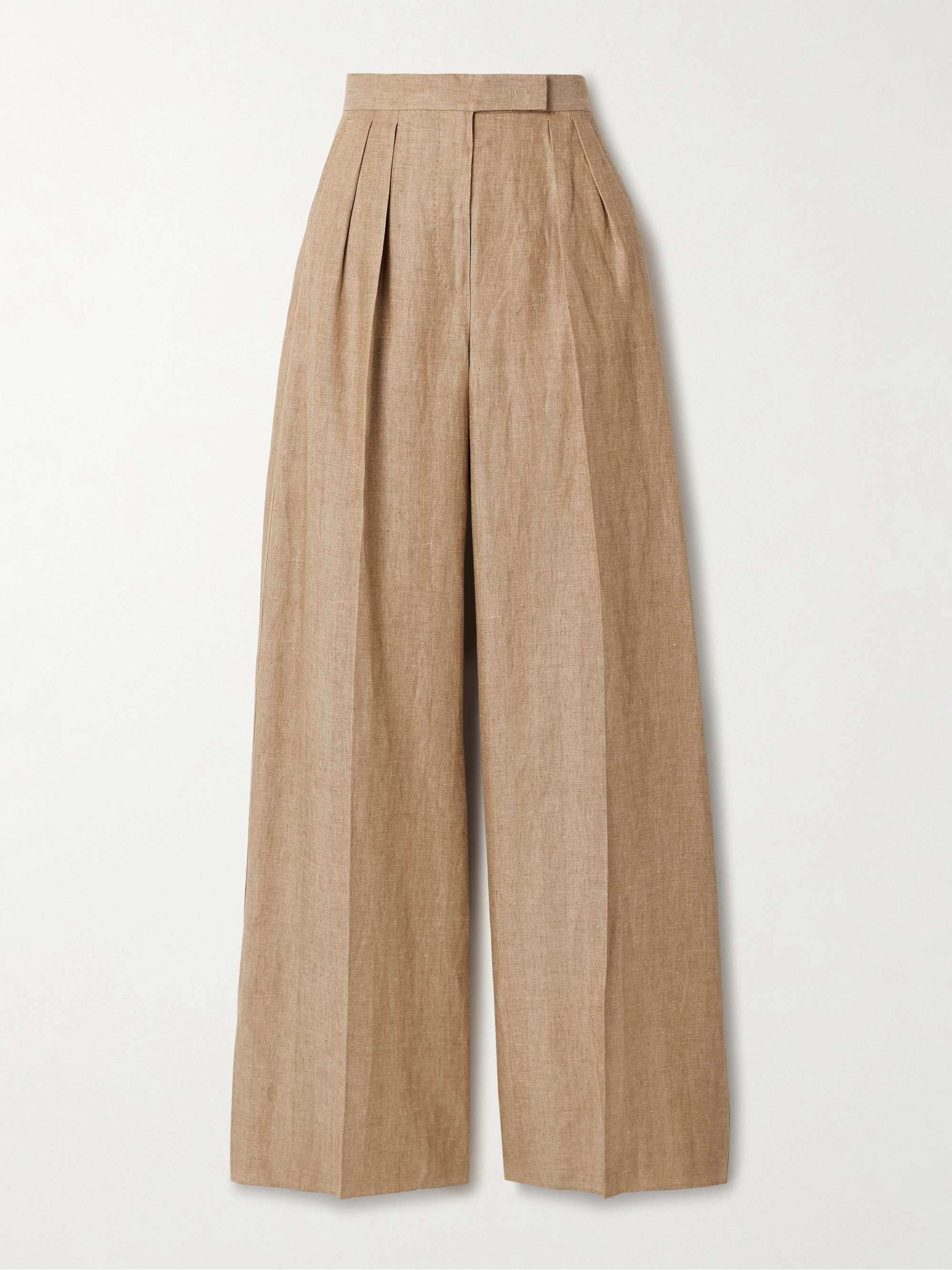 Pleated Linen Wide-Leg Pants