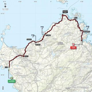 Map of stage 1 of the 2017 Giro d'Italia.