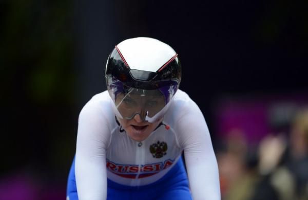 Russia's Olga Zabelinskaya on her way to third place