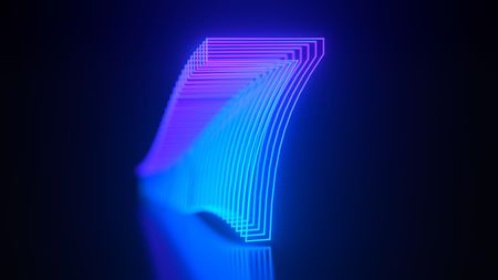 Neon number 7 in an echoing style.