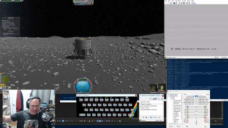 Scott Manley showing how he landed a spacecraft on the moon using a ZX Spectrum home computer from the 1980s