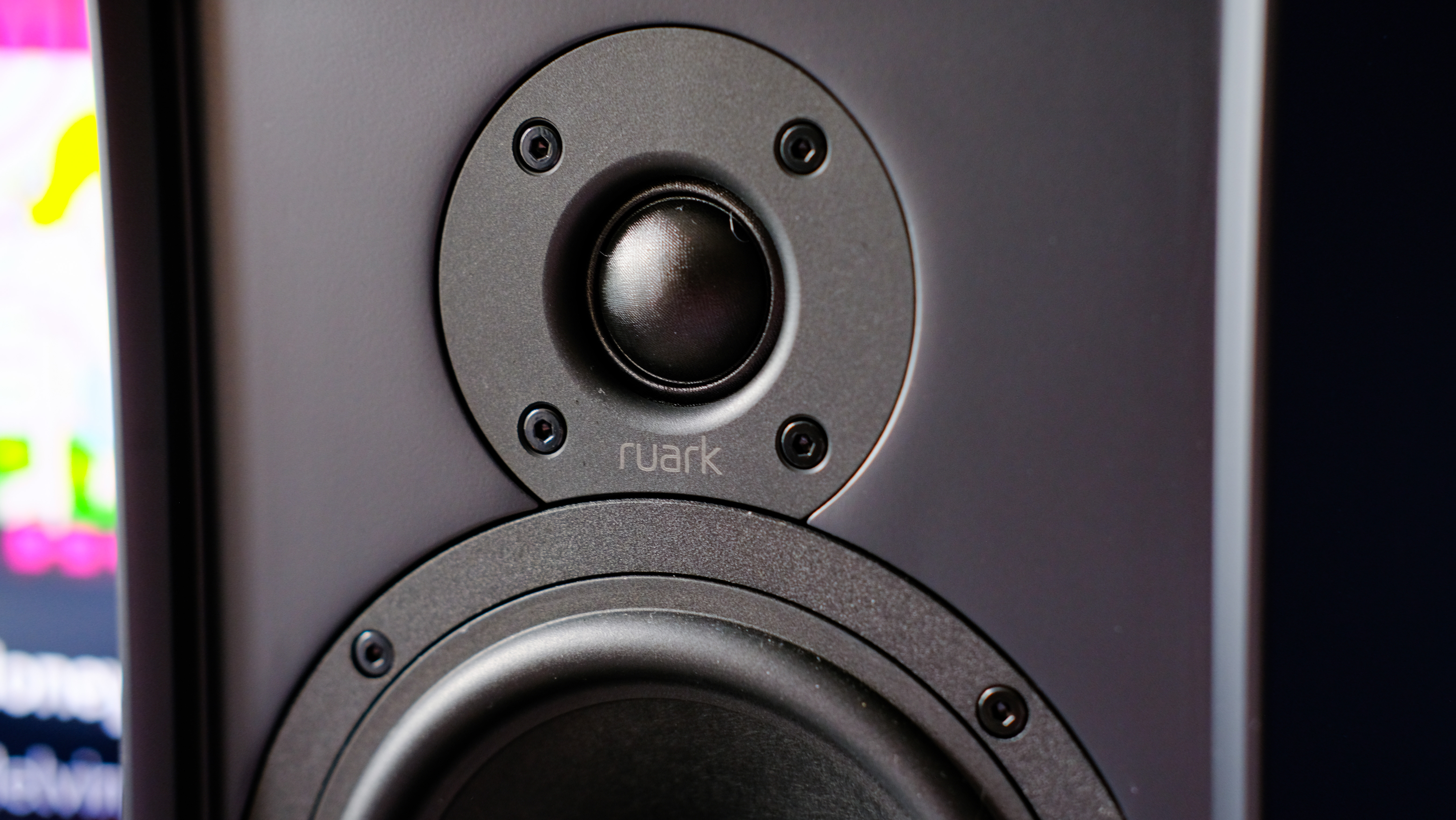 The Ruark Audio Sabre-R bookshelf speakers in charcoal