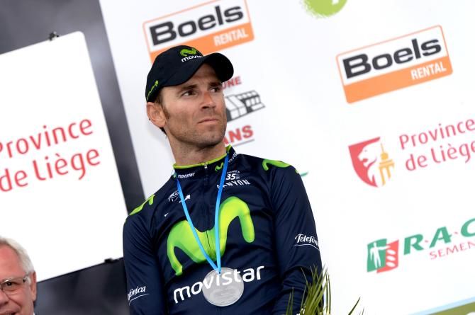 Alejandro Valverde looks disappointed with second place