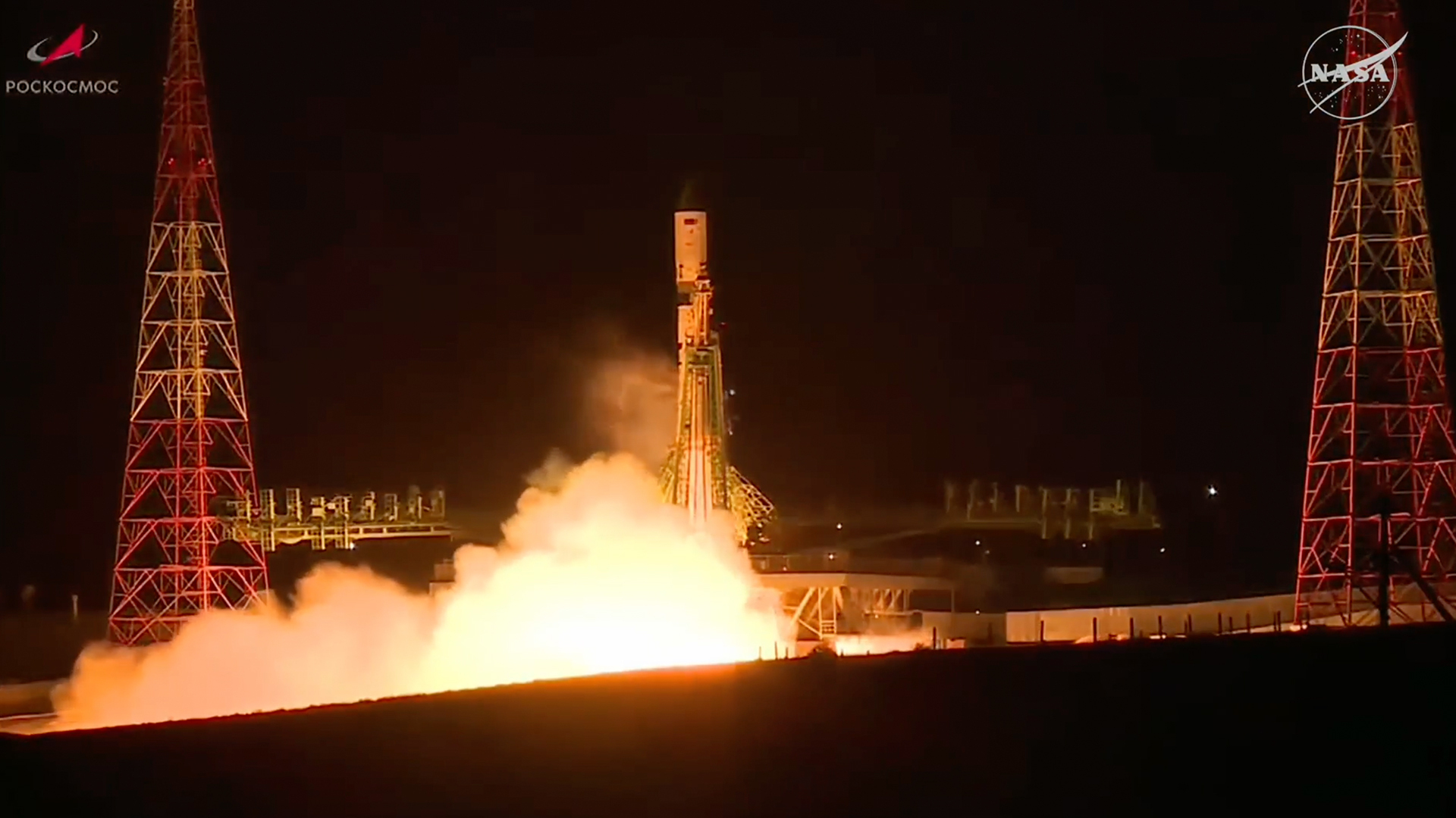 A Russian Soyuz rocket launches the Progress 92 cargo spacecraft toward the International Space Station from Baikonur Cosmodrome on July 3, 2025.