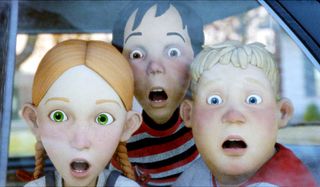 Monster House the kids look out a car window in fright
