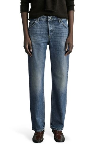 Mid Rise Straight Leg Jeans