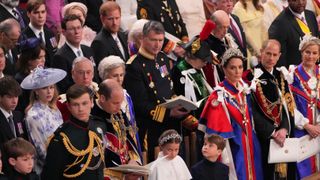 Members of the Royal Family at at the coronation ceremony of King Charles III and Queen Camilla