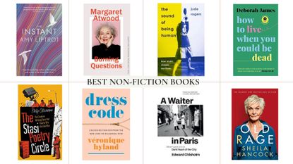 a collage image featuring eight of the books in woman and home's best non-fiction books round up for 2022