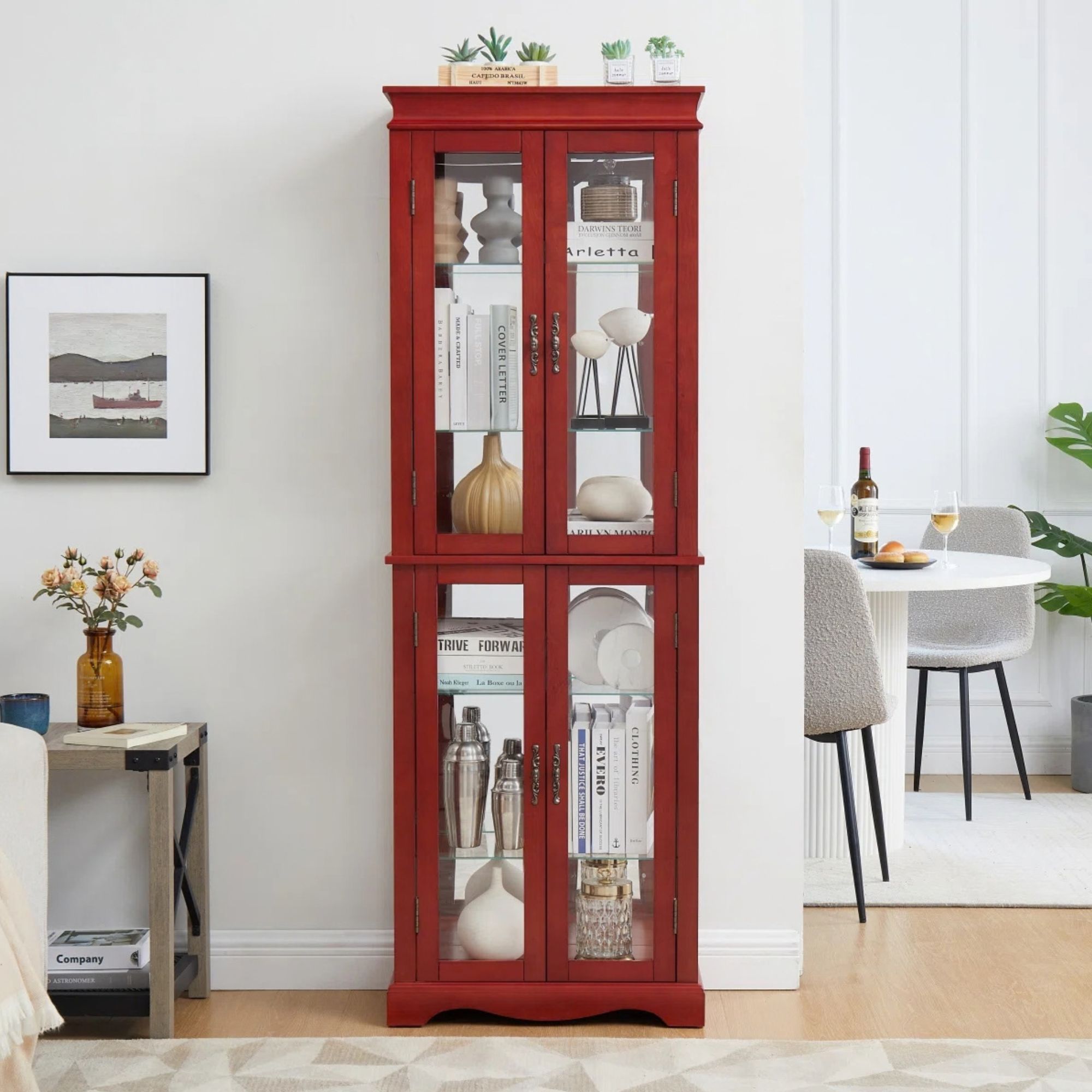 Wayfair, Fleur De Lis Living Elegant Lighted 6-Tier Glass Curio Display Cabinet for Collectibles | Wayfair