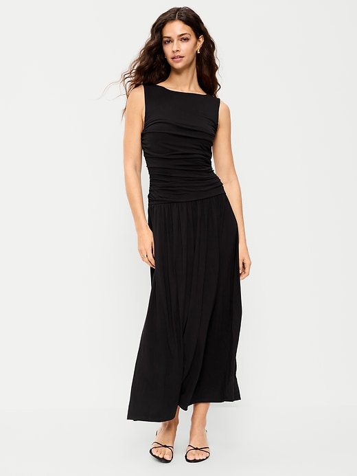 Fit &amp; Flare Drop-Waist Maxi Dress