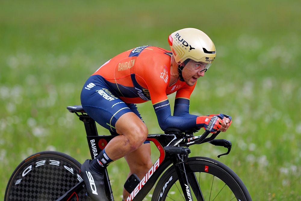 Domenico Pozzovivo (Bahrain-Merida) at the stage 8 time trial at Tour de Suisse