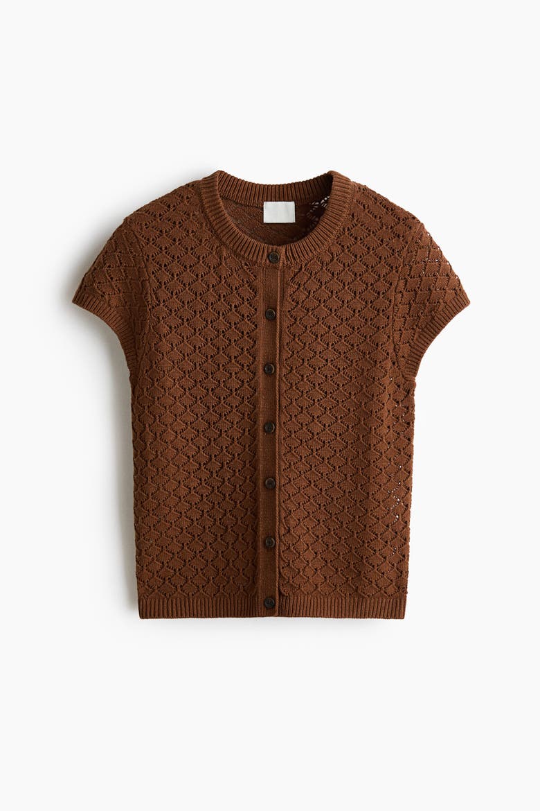 H&amp;amp;M Cap-Sleeved Pointelle-Knit Cardigan