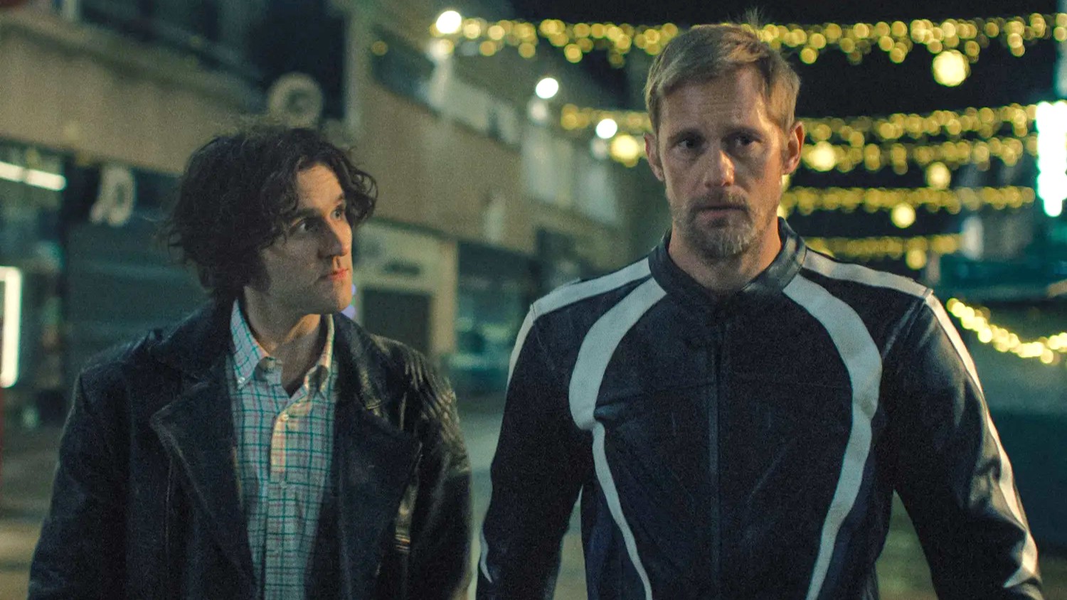 Harry Melling and Alexander Skarsg&aring;rd in "Pillion."