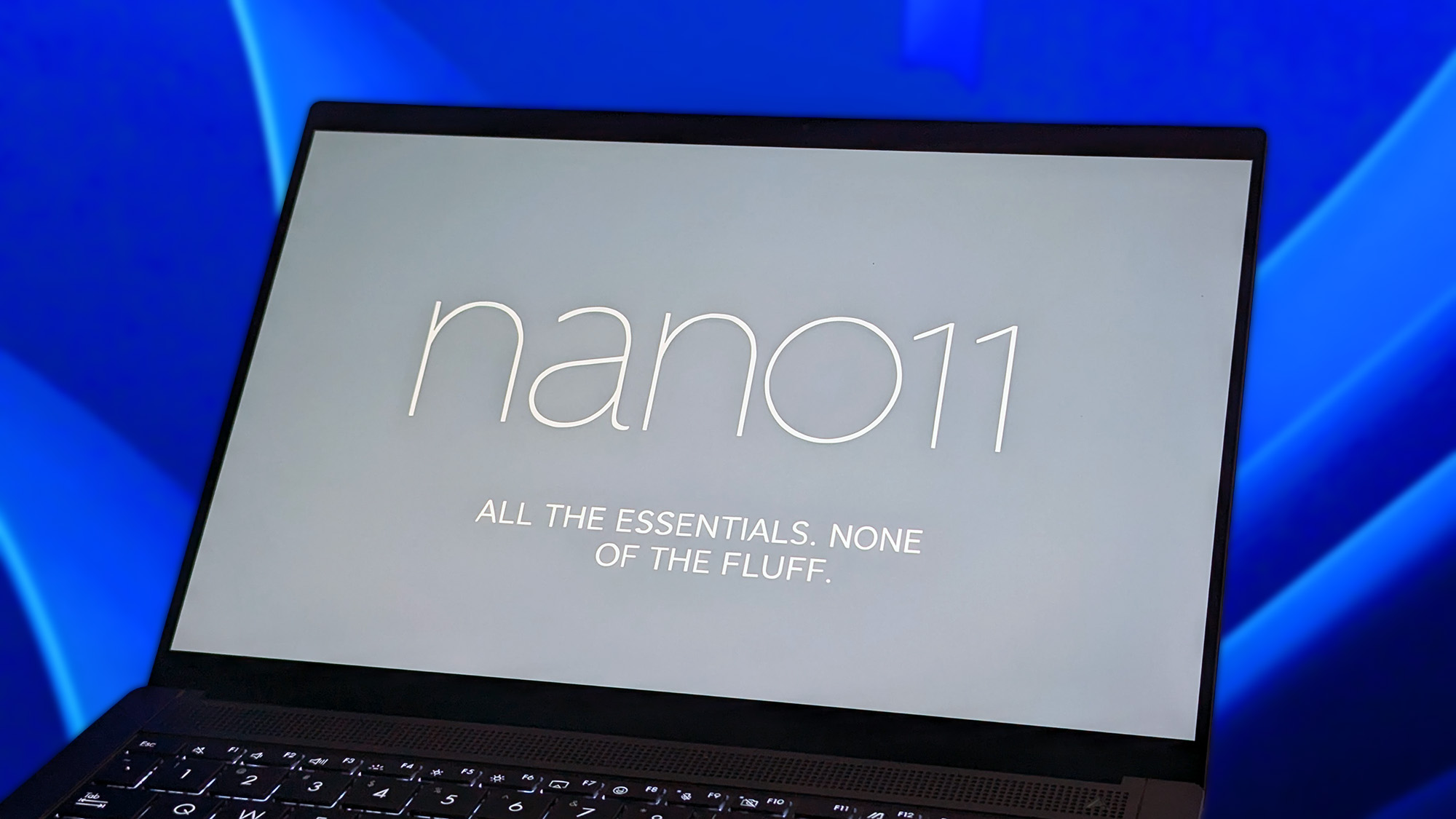 nano11 logo on a Windows laptop screen
