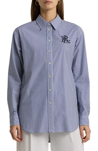 Relaxed Fit Striped Stretch Cotton Shirt