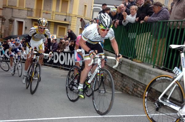 Cadel Evans (BMC) was agressive in the bolt to the finish