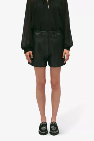 Claudie Pierlot Camille Mid-rise Straight-fit Leather Shorts