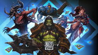 BlizzCon 2026 key art, With Diablo, Warcraft, Hearthstone, Overwatch, and StarCraft represented
