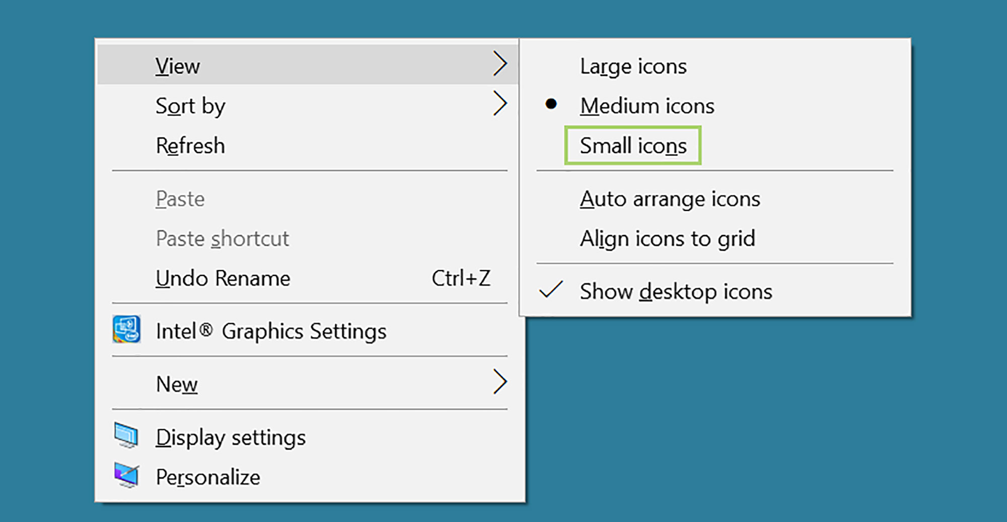 make desktop icons smaller
