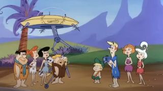 The Flintstones and Rubbles speak to the Jetsons on The Jetsons meet the Flintstones