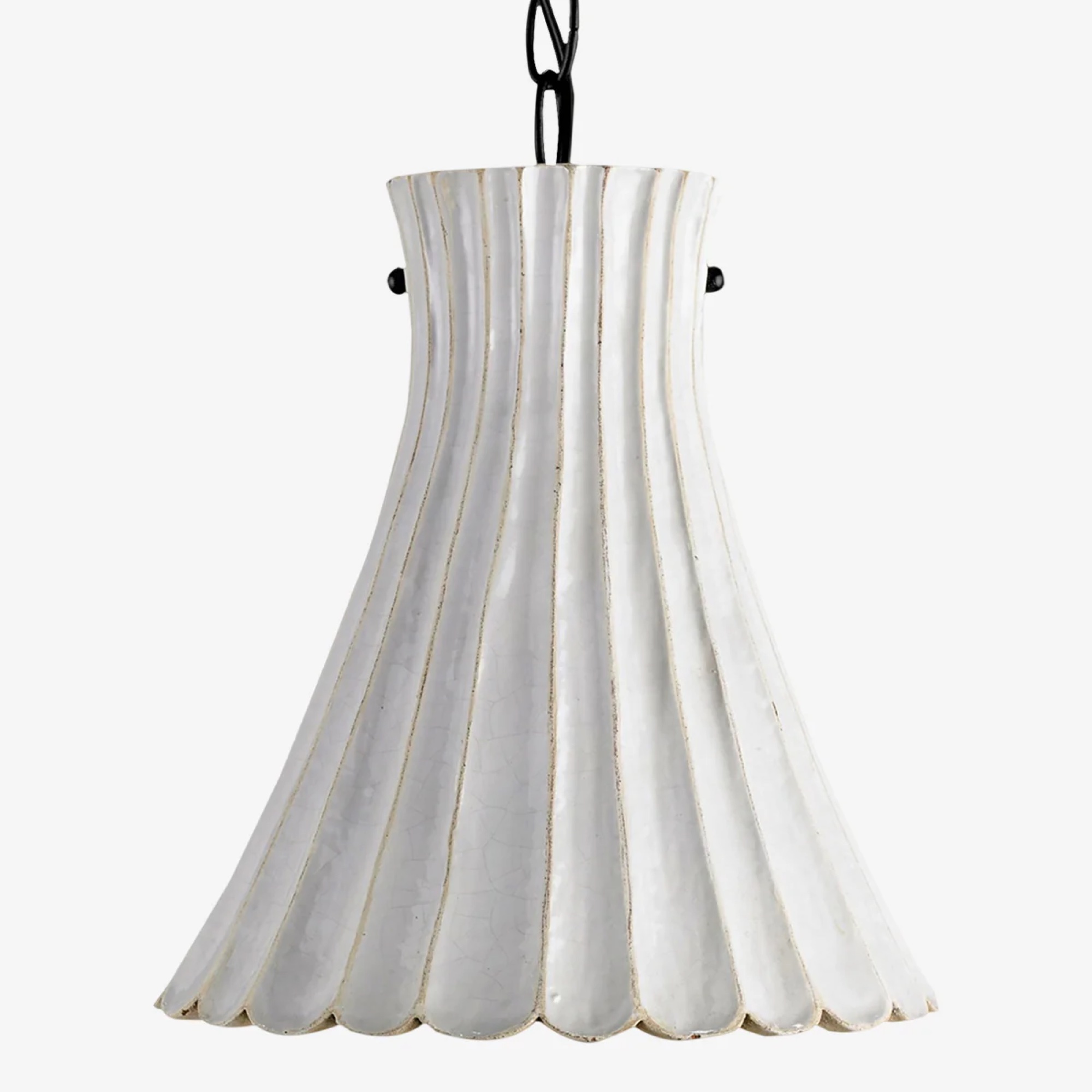 fluted white pendants over kitchen island by McGee & Co