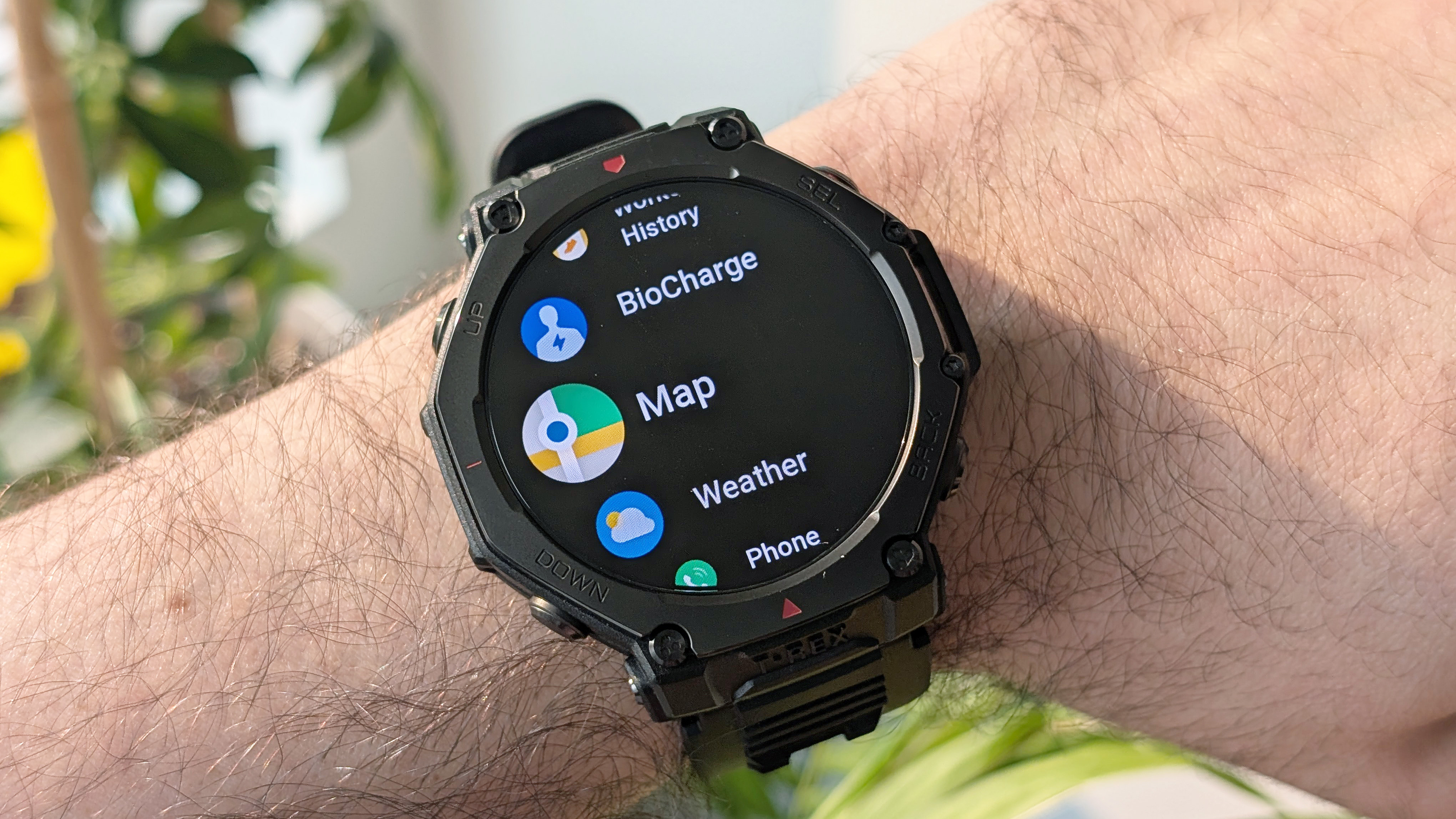 Close-up of the Amazfit T-Rex 3 Pro rugged smartwatch