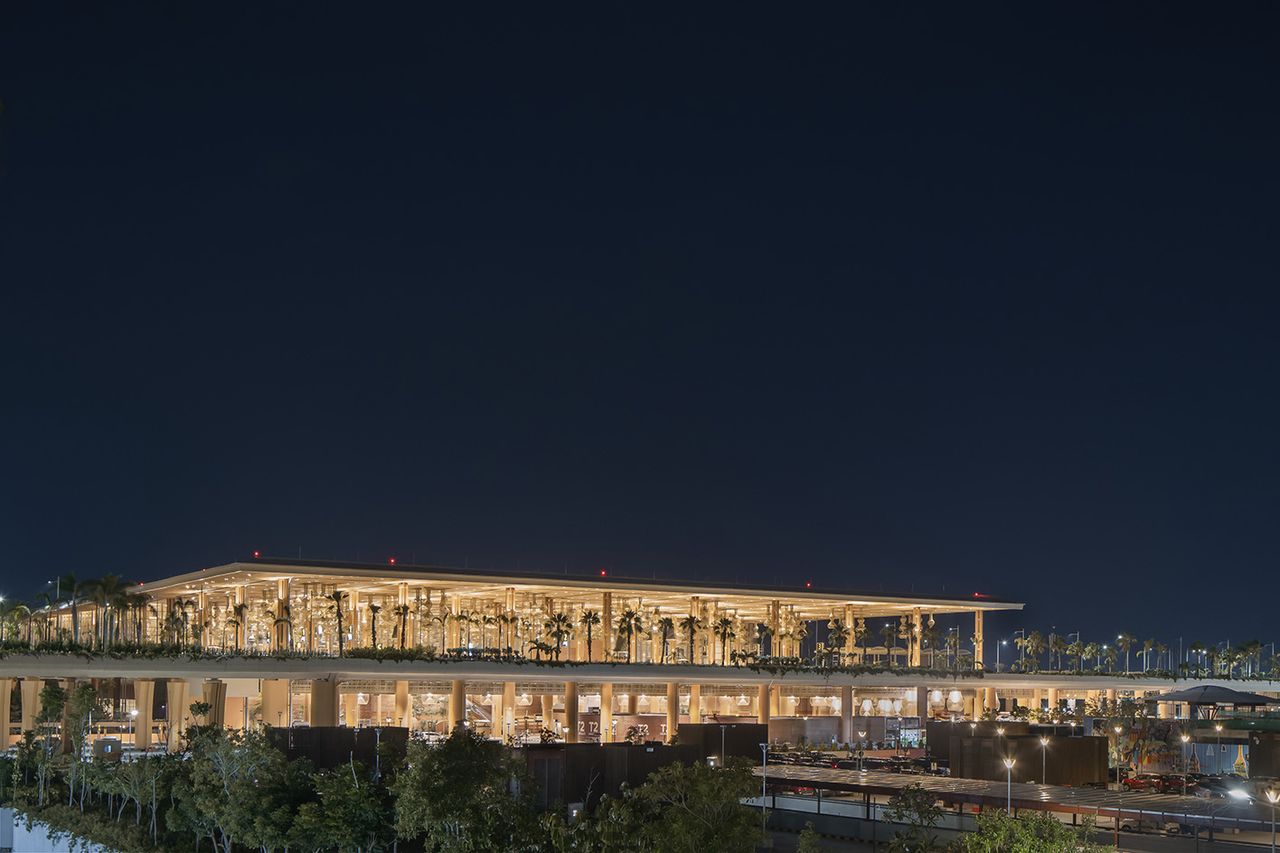 Kempegowda International Airport by SOM hero night time exterior