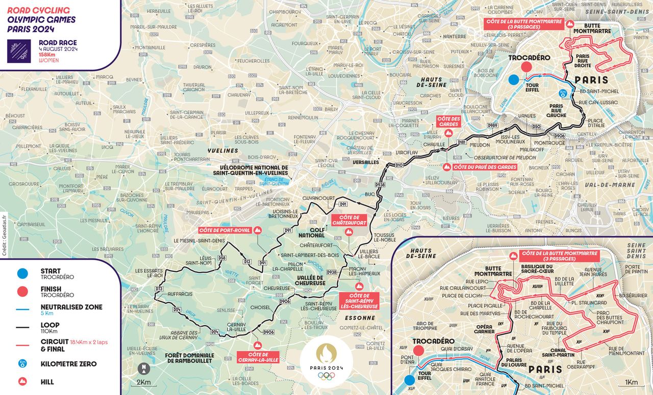 Routes for the Paris 2024 Olympic Games road events
