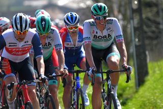 WAREGEM BELGIUM MARCH 31 Nils Politt of Germany and Team Bora Hansgrohe during the 75th Dwars Door Vlaanderen 2021 Mens Elite a 1841km race from Roeselare to Waregem DDV DDV21 FlandersClassic A travers la Flandre on March 31 2021 in Waregem Belgium Photo by Luc ClaessenGetty Images
