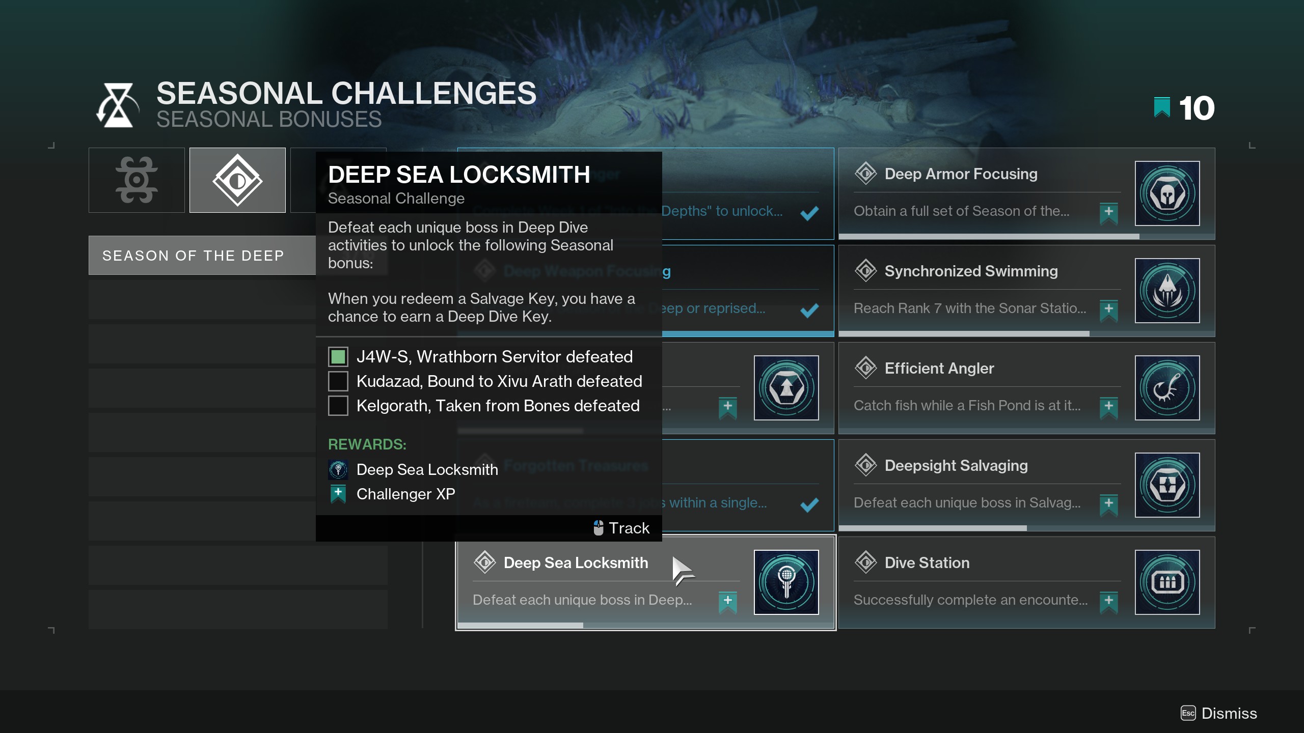 Destiny 2 Deep Dive seasonal bonus for keys