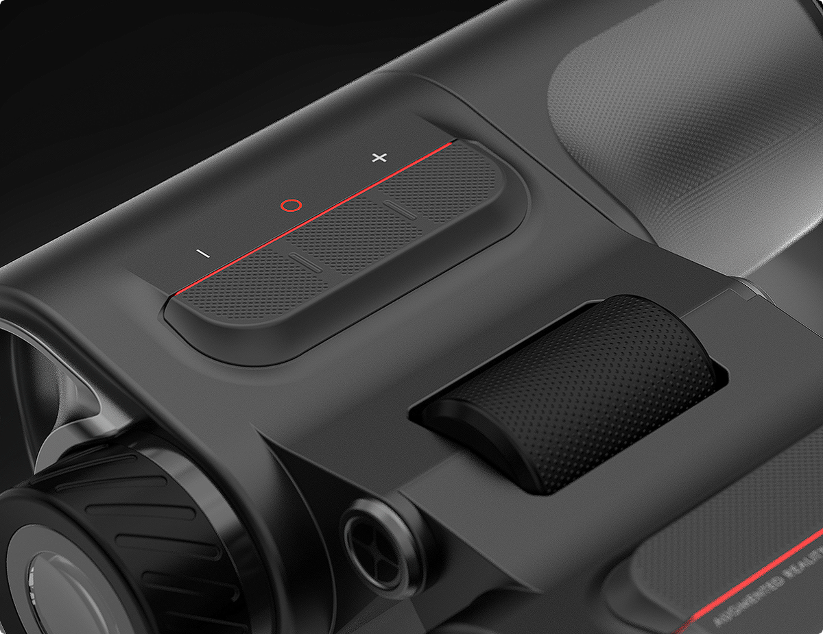 Unistellar Envision smart AR binoculars on a gray studio background