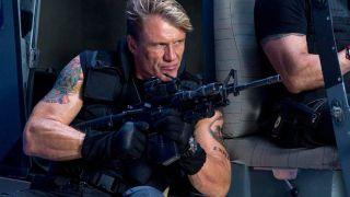 Dolph Lundgren with big gun in Expendables