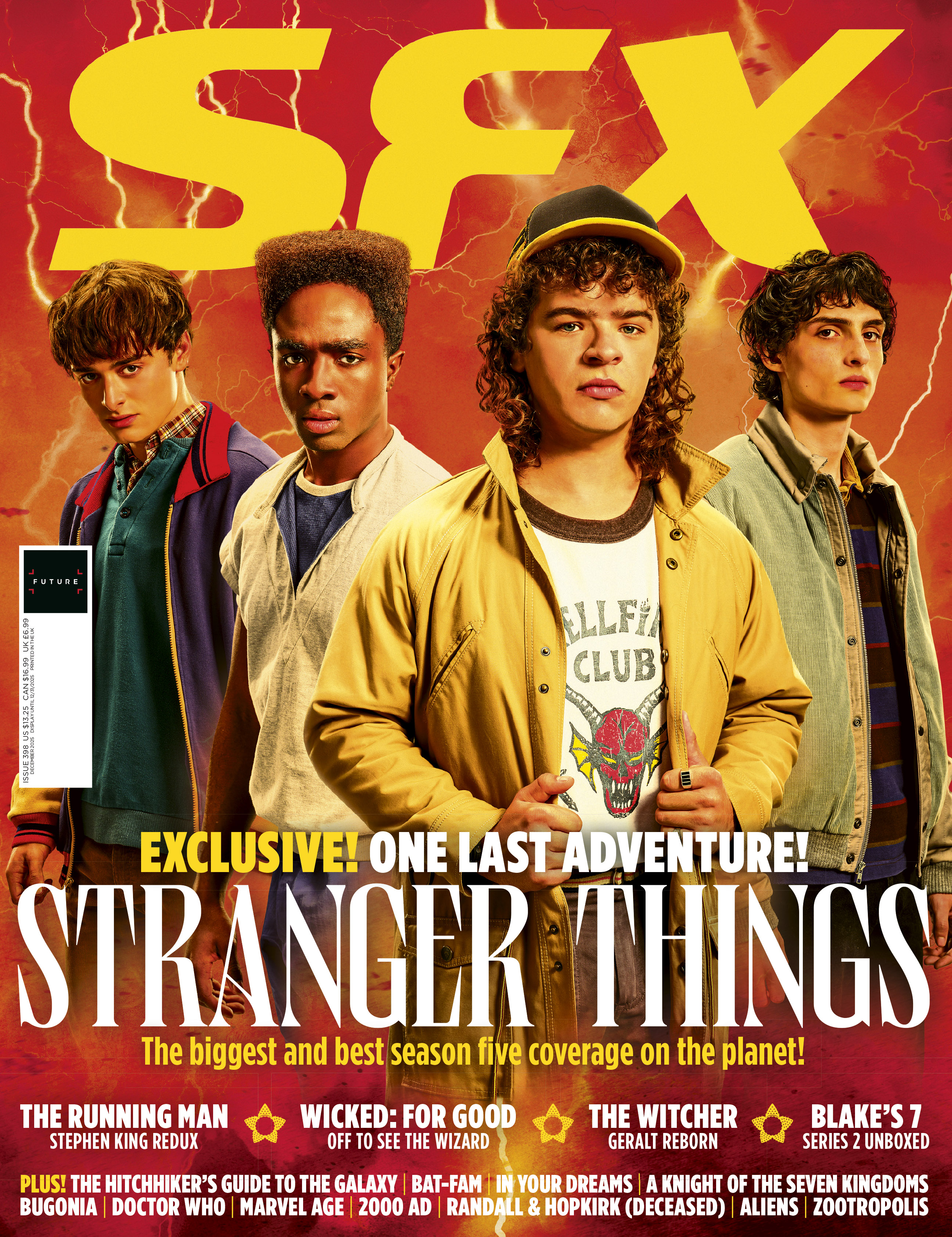 Four of the stars of Stranger Things on the cover of SFX issue 398.