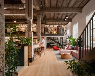warm interior and rawness in Edelman London office