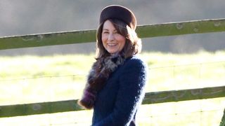 Carole Middleton departs after attending the Sunday service at St Mary Magdalene Church, Sandringham on January 10, 2016