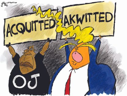 Political Cartoon U.S. Trump OJ Simpson acquittal