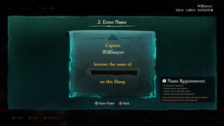 Sea of Thieves Captaincy update naming a ship