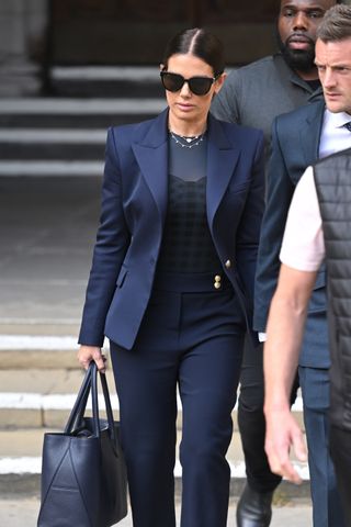 Rebekah Vardy leaves the Royal Courts of Justice, Strand on May 17, 2022 in London, England.