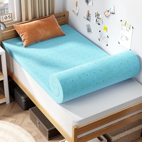 Bedspick Twin Xl Mattress Topper, Collage Dorm Size, Gel-Infused Memory Foam, Certipur-Us Certified, 2 Inch Style, Breathable Bed Toppers for Collage Students and Six-Footers