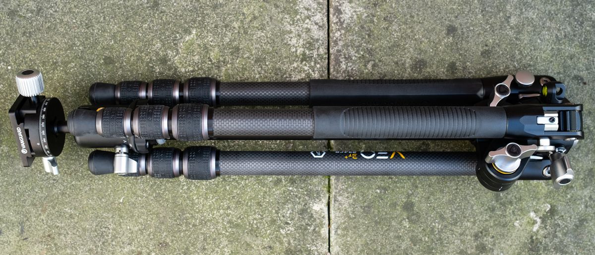 Vanguard VEO 3T+ 234CB travel tripod folded on the ground