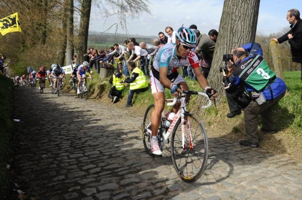 Philippe Gilbert (Omega Pharma-Lotto) on the Koppenberg.