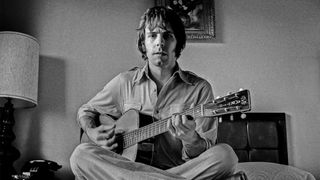 Musician Bob Weir poses in a hotel room, West Hollywood, CA 1976 