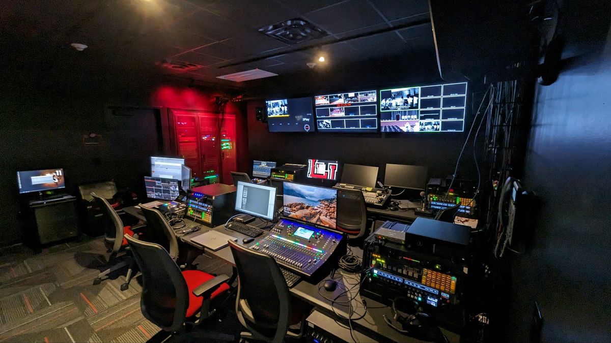 The control room at Lamar University, powered by Riedel Communications. 