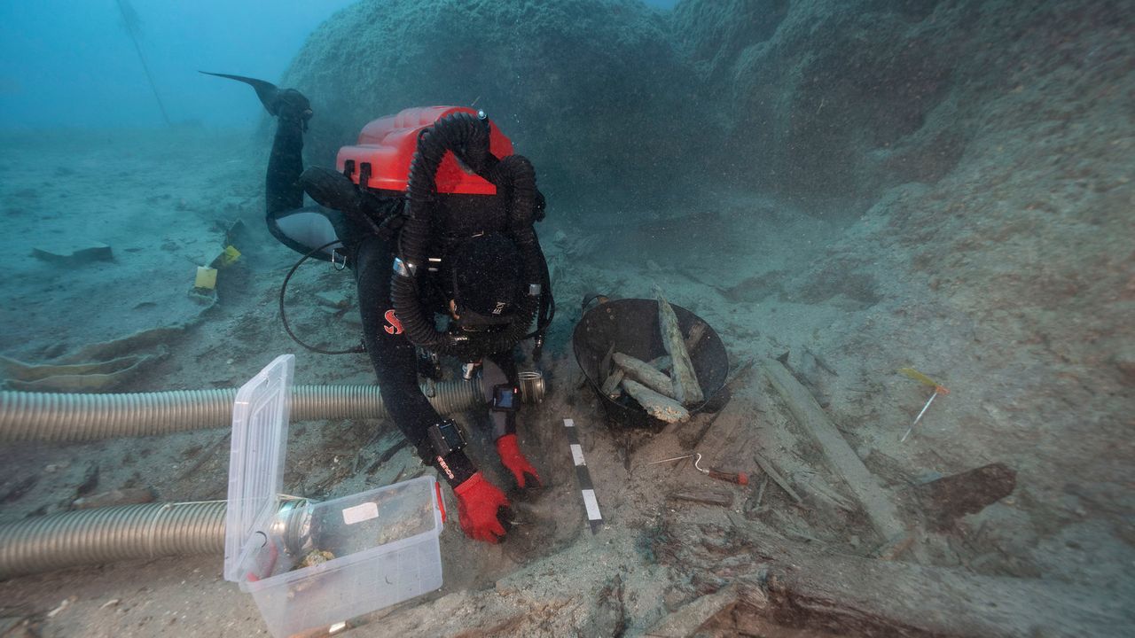 The wreck of the Mentor is most famous for the statues from the Parthenon that it carried when it sank, but the Greek excavations have focused on recovering much smaller objects.